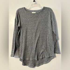 Cupid Gray Ribbed Long Sleeve Top